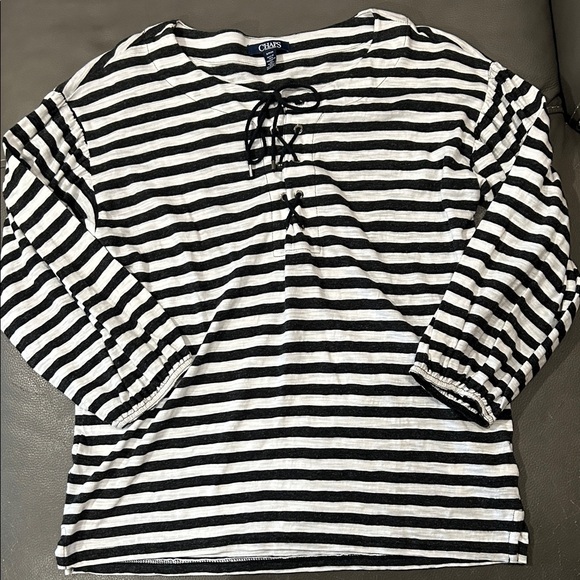 Chaps Tops - Chaps Black and White Striped Top, size S